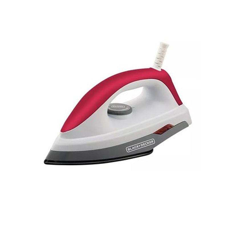 ferro de passar a seco black+decker com base de alumínio e antiaderente branco e vermelho