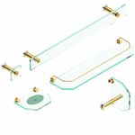 kit de acessórios de banheiro blinglass 05 peças reto vidro incolor dourado (mp)