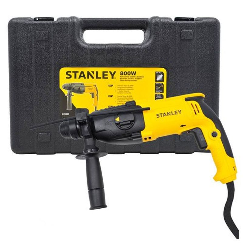 martelete stanley perfurador sds plus 2,4j e 3 modos 127v amarelo - shr263k-br