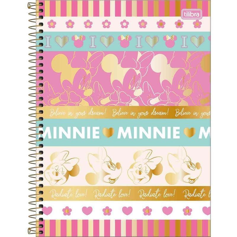 caderno espiral tilibra 10 matérias minnie sortido - 308099