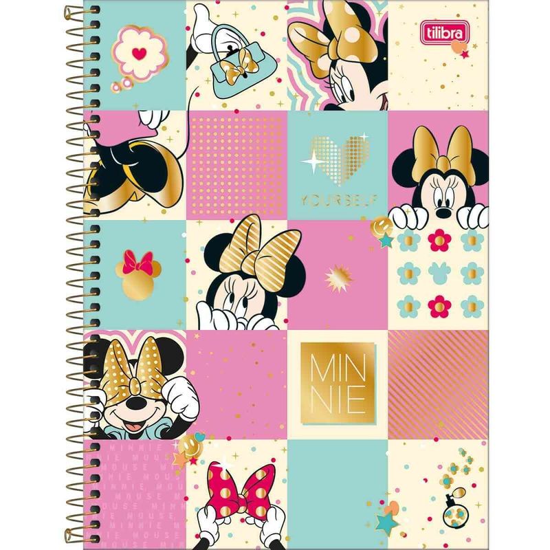 caderno espiral tilibra 10 matérias minnie sortido - 308099