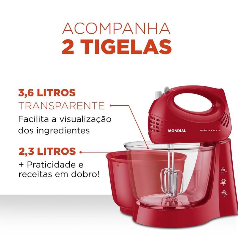 batedeira mondial b-45-r 127v 400w vermelho
