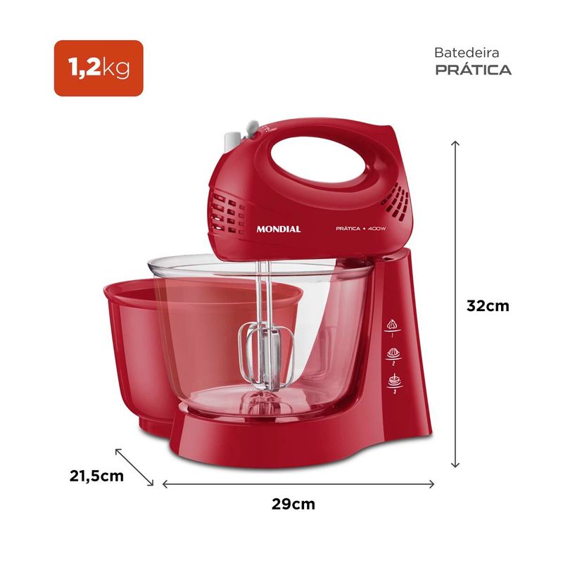 batedeira mondial b-45-r 127v 400w vermelho