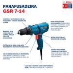 furadeira e parafusadeira bosch elétrica 400w 127v - gsr 7-14 e