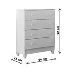 cômoda 4 gavetas carolina ariel clean branco