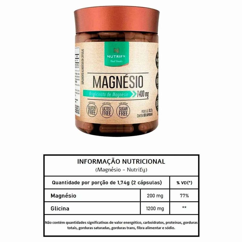 magnésio bisglicinato nutrify 60 cápsulas (mp)