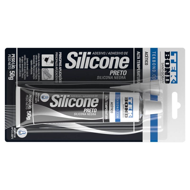 adesivo de silicone tekbond acético alta temperatura preto 50g (mp)