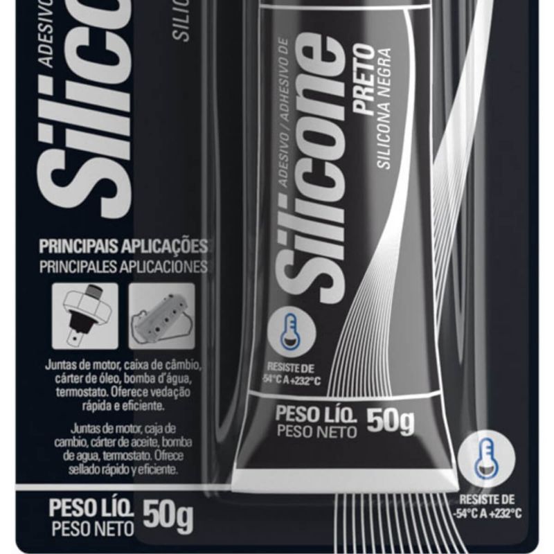 adesivo de silicone tekbond acético alta temperatura preto 50g (mp)