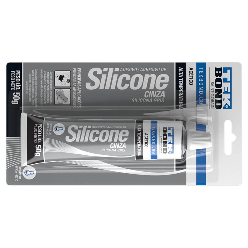 adesivo de silicone tekbond acético alta temperatura cinza 50g (mp)