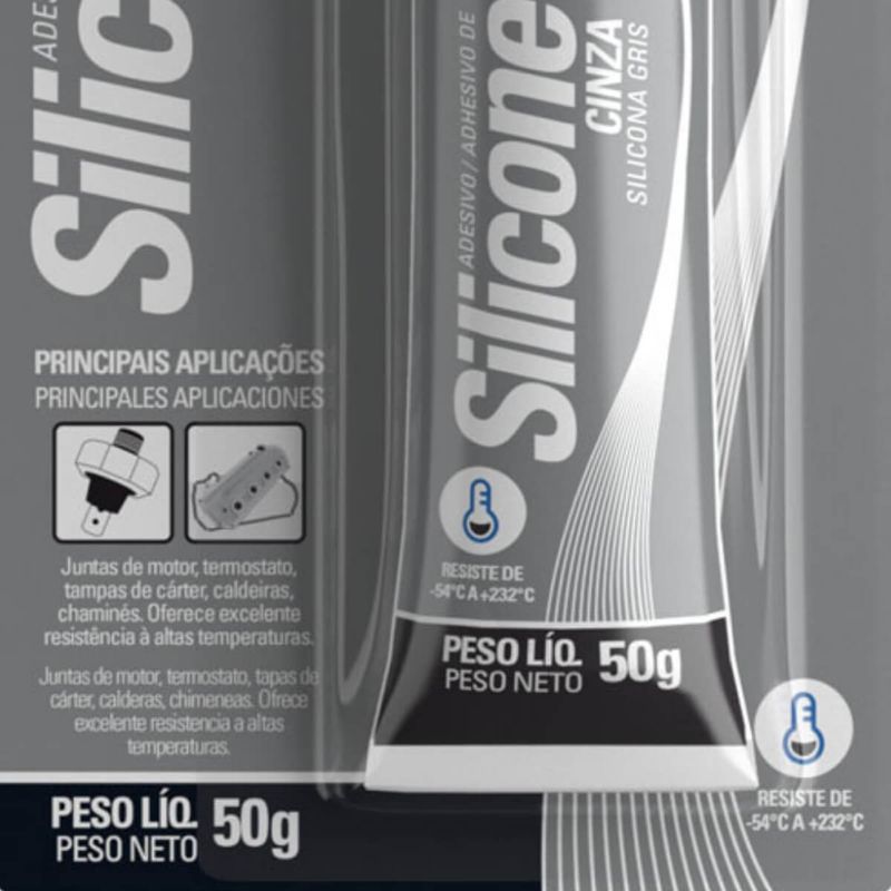 adesivo de silicone tekbond acético alta temperatura cinza 50g (mp)
