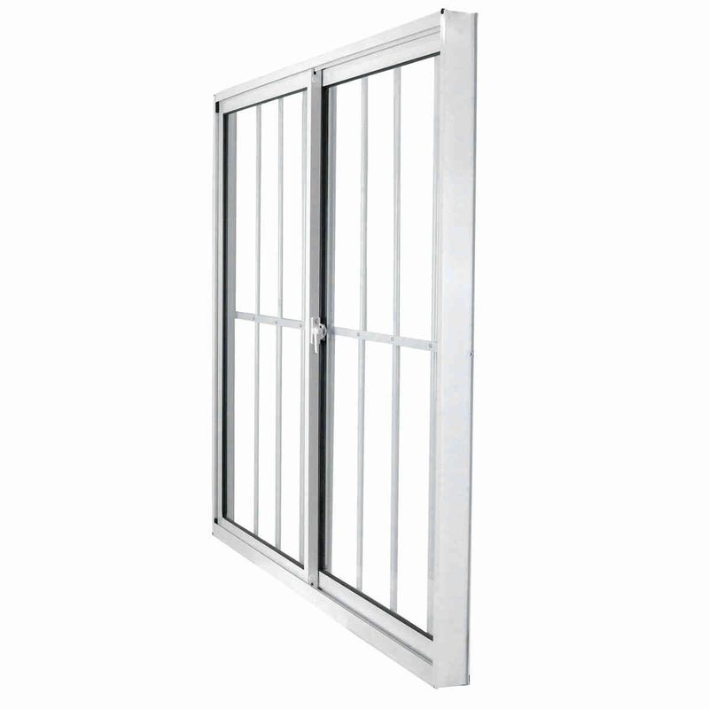 janela de correr em alumínio grade vidro liso 2 folhas 80x80cm mgm fênix branco (mp)