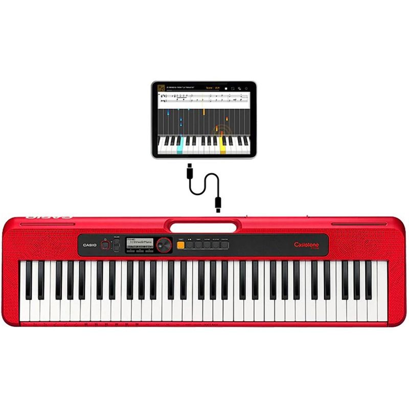 teclado casio casiotone modelo estudante vermelho ct-s200rdc2-br