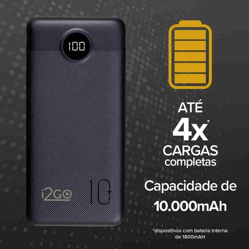 carregador portátil i2go ultra rápido 10000mah - 1463