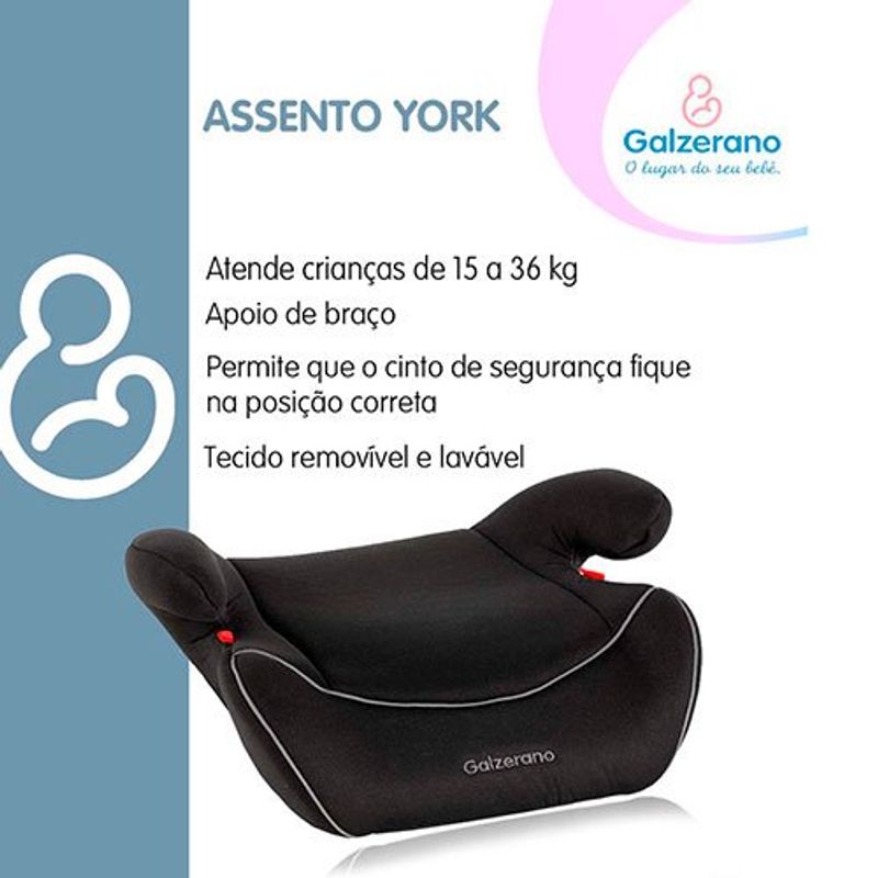 assento de elevação para automóvel galzerano york preto 8002