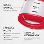 sanduicheira mondial premium 8641 inox/vermelho