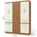 guarda-roupa 8 portas 2 gavetas kappesberg mdp freijó e off white s458