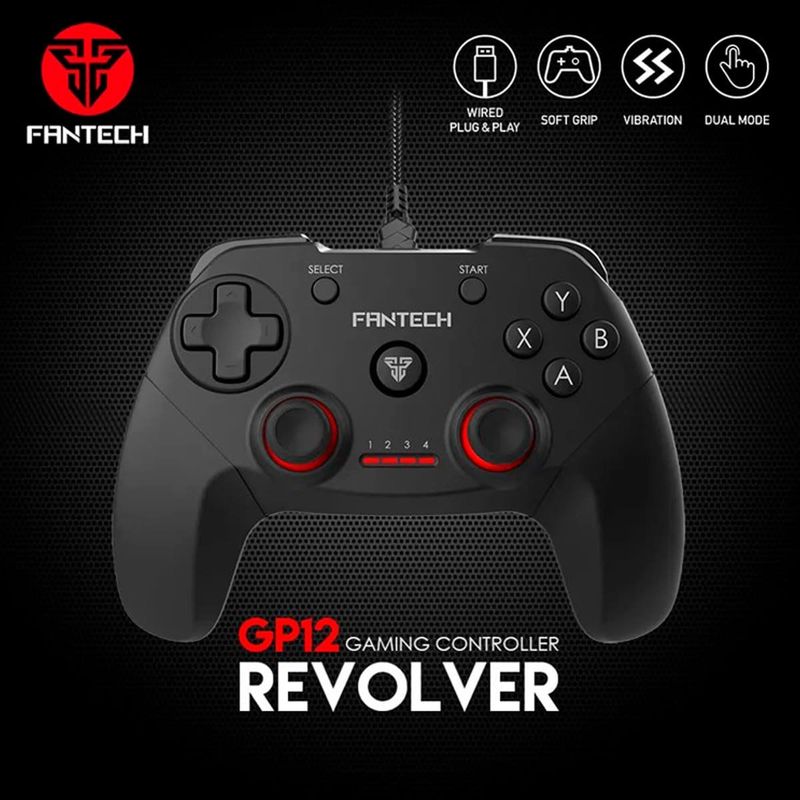 controle fantech com fio para pc/ps3 revolver gp12 preto (mp)