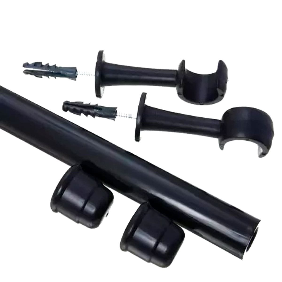 Kit Varão Para Cortina 28mm Couselo 4m Preto Fosco (MP)