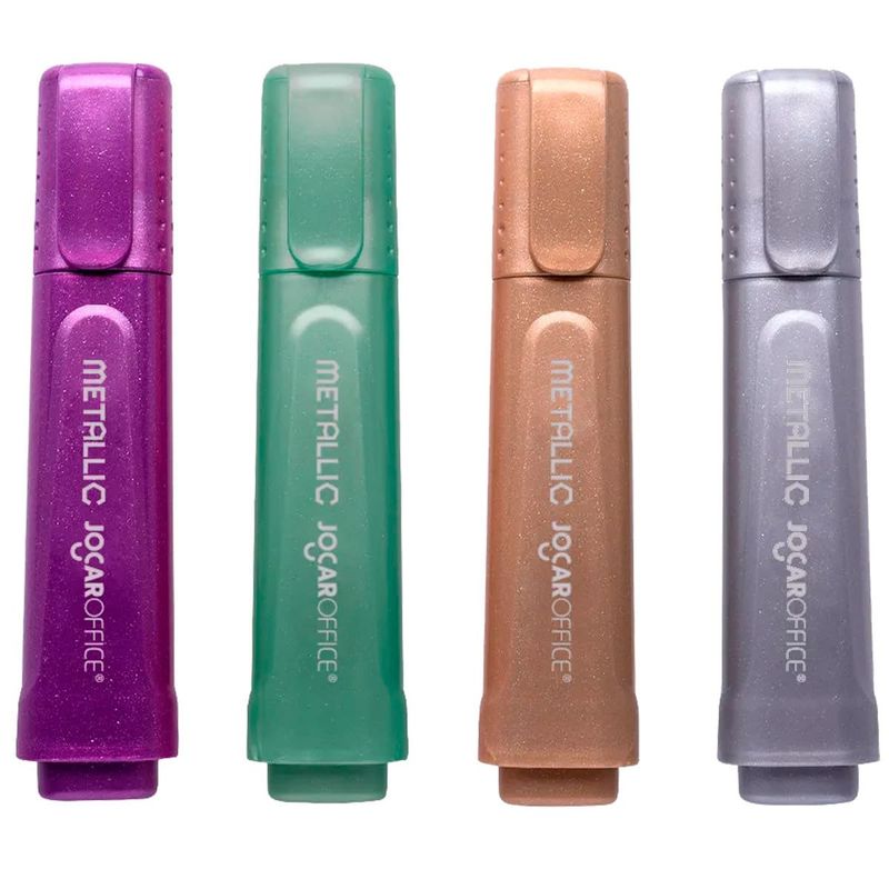 marca-texto metálico estojo 4 unidades jocar office (mp)