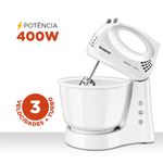 batedeira mondial prática 3,6 litros 400w b-44-w 3 velocidades + pulsar branco 127v