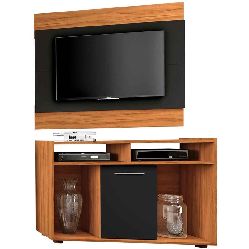 rack com painel para tv até 43" notável freijó trend e preto 52146