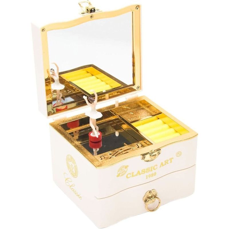 caixa de jóias calidaka musical com bailarina giratória branco a-bi