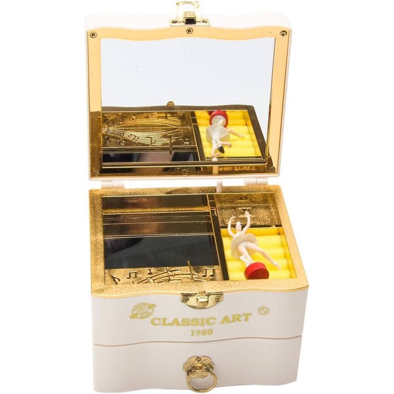 caixa de jóias calidaka musical com bailarina giratória branco a-bi