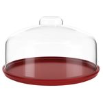 boleira prato coza cozy média com cúpula transparente 25cm vermelho bold - 10136/3465