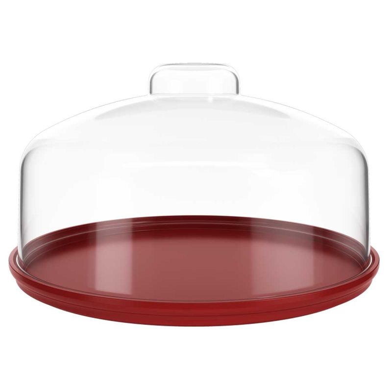 boleira prato coza cozy média com cúpula transparente 25cm vermelho bold - 10136/3465