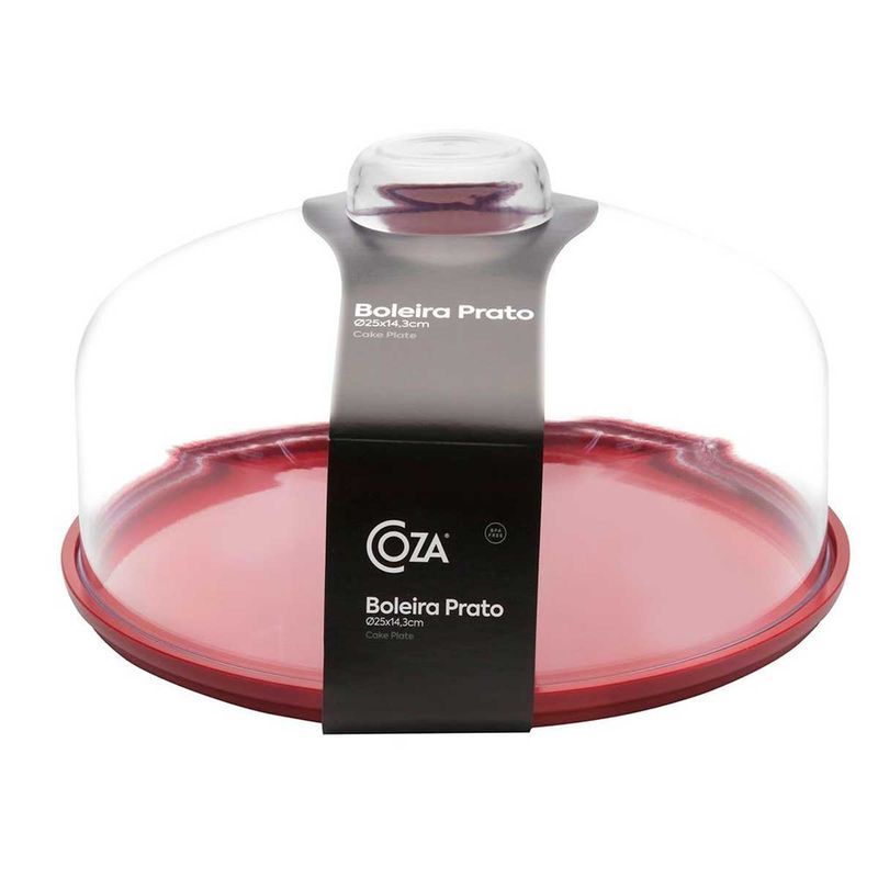 boleira prato coza cozy média com cúpula transparente 25cm vermelho bold - 10136/3465