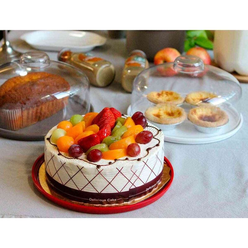 boleira prato coza cozy média com cúpula transparente 25cm vermelho bold - 10136/3465