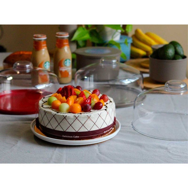 boleira prato coza cozy média com cúpula transparente 25cm vermelho bold - 10136/3465