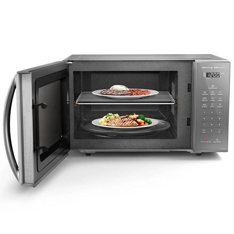 micro-ondas panasonic dupla refeição 27l cinza - st55lmru