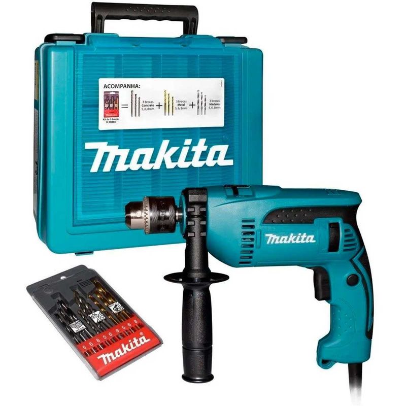 furadeira makita de impacto 760w 127v 13mm azul - hp1640kx1 (mp)