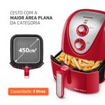 fritadeira elétrica mondial air fryer grand family 5l 127v 1900w 127v vermelho e inox afn-50-ri