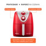 fritadeira elétrica mondial air fryer grand family 5l 127v 1900w 127v vermelho e inox afn-50-ri