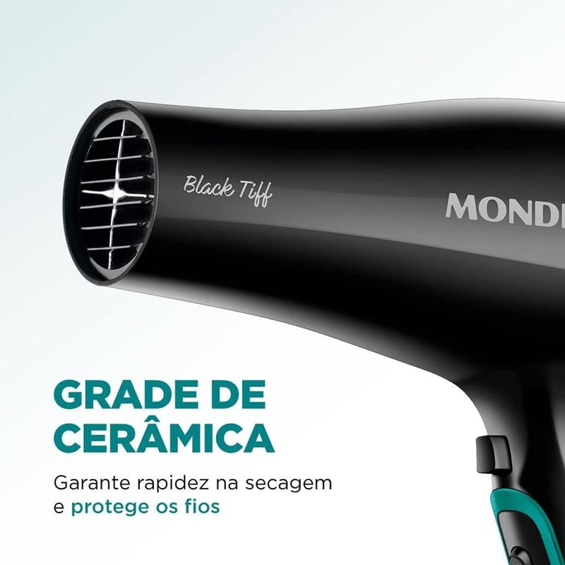 Secador de Cabelo Mondial Black Tiff Preto e Azul 127V