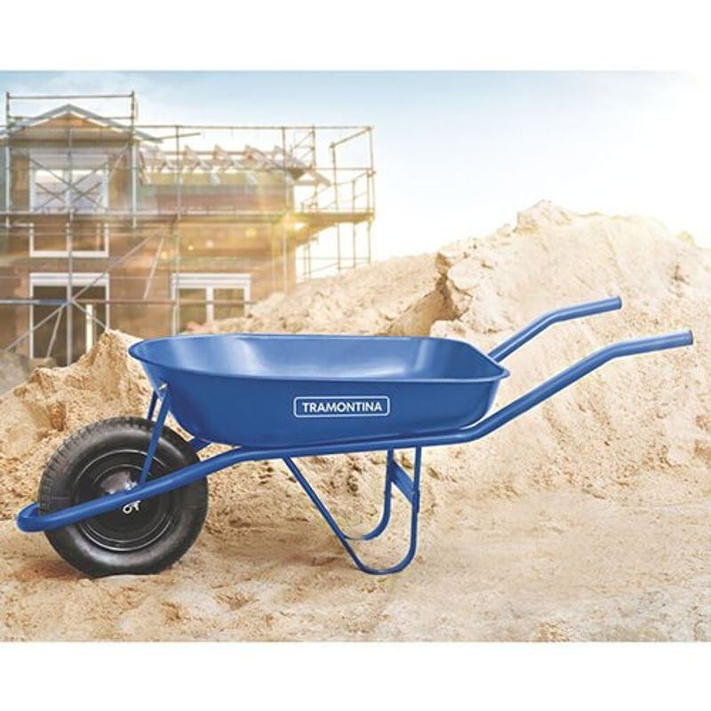 carrinho de mão tramontina com caçamba rasa 50l azul 77704432
