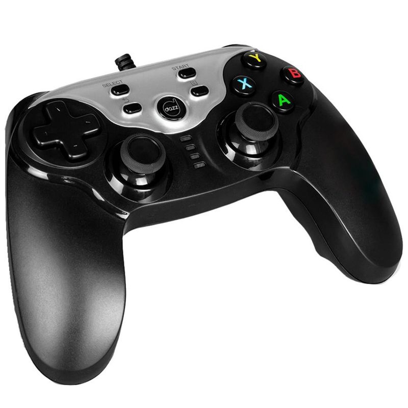 controle dazz cyborg dual shock, design ergonômico, conexão usb, 16 botões, compatível com ps3, pc, android - 62000058
