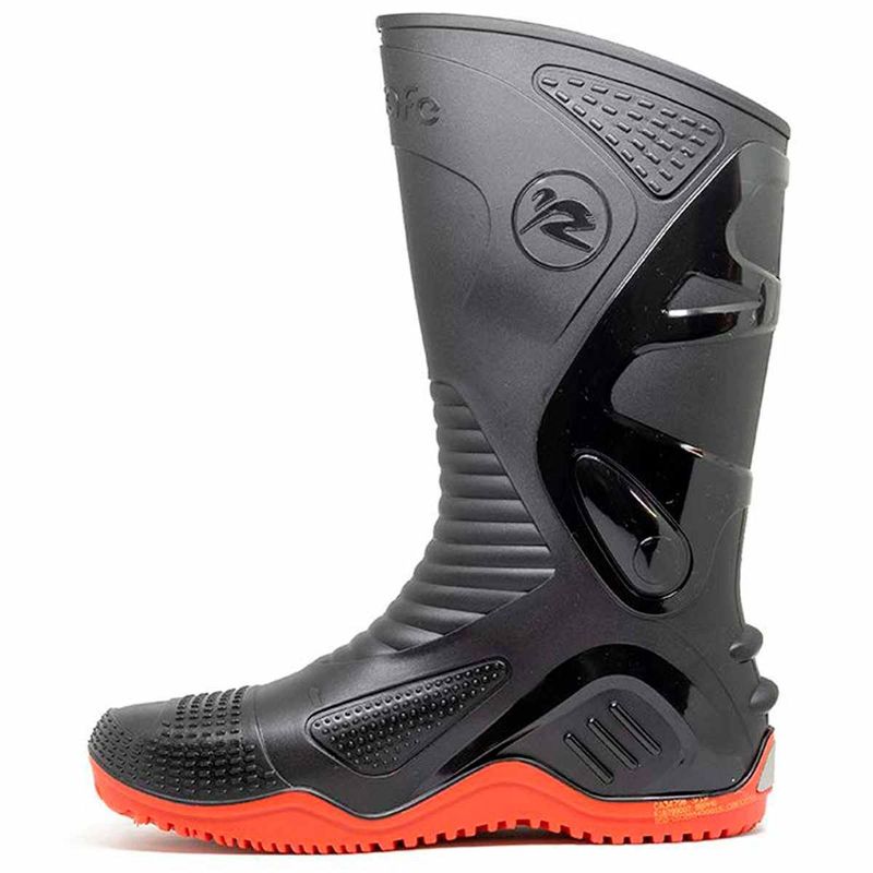 bota motoqueiro bracol nº41 motosafe cano longo pvc impermeável preta solado vermelho (mp)
