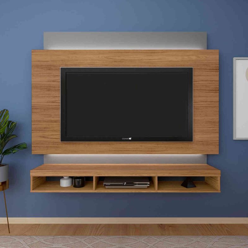 painel para tv artely até 75" imperio carvalho e cinza