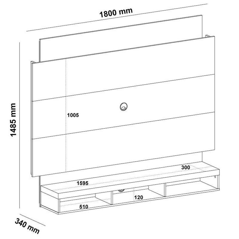 painel para tv artely até 75" imperio carvalho e cinza