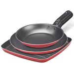 jogo de frigideiras e grill brinox garlic 03 peças vermelho 7001/307