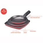 jogo de frigideiras e grill brinox garlic 03 peças vermelho 7001/307