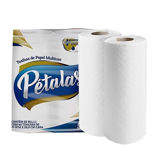 Toalha de Papel Pétalas 60 folhas Pacote com 2 rolos