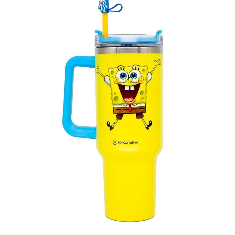copo térmico zonacriativa com pingente bob esponja 1,15l (mp)