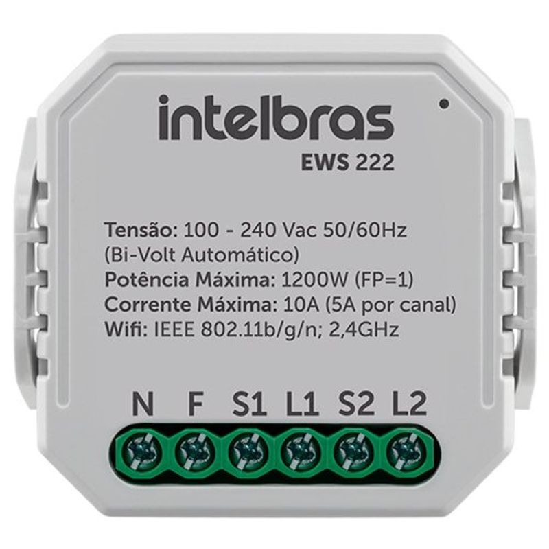 interruptor controlador de cargas wi-fi 2/2 intelbras ews 222