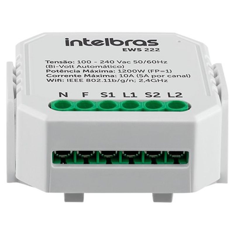 interruptor controlador de cargas wi-fi 2/2 intelbras ews 222