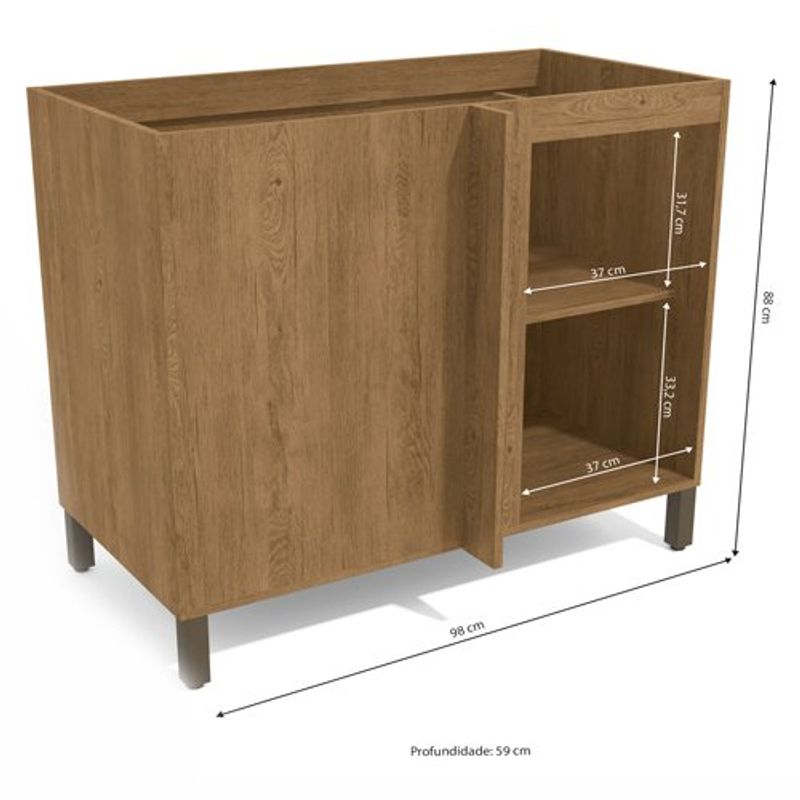 balcão de cozinha kappesberg lótus de canto 1 porta freijó e off white