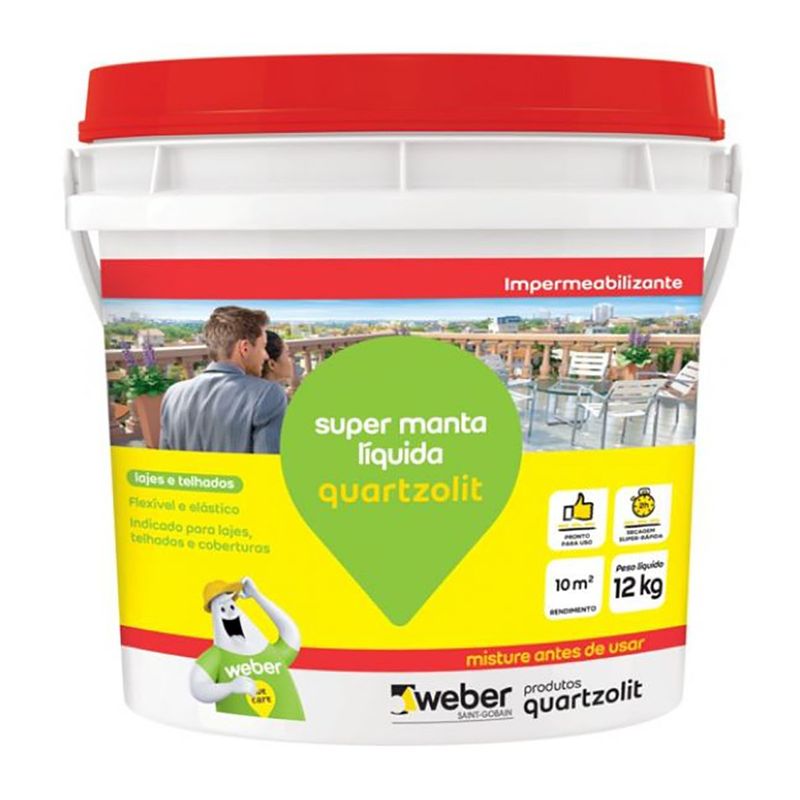impermeabilizante super manta líquida quartzolit balde 12kg branco (mp)